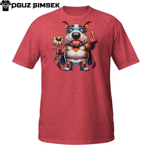 Superhero Bull Terrier T-Shirt | Grumpy Anti-Hero Dog | Funny Attitude Cape Tee - Picture 1 of 33