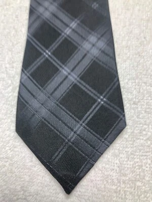 CHAPS MENS TIE BLACK AND GRAY PLAID 2.75 X 60 NWOT - Image 1 of 4