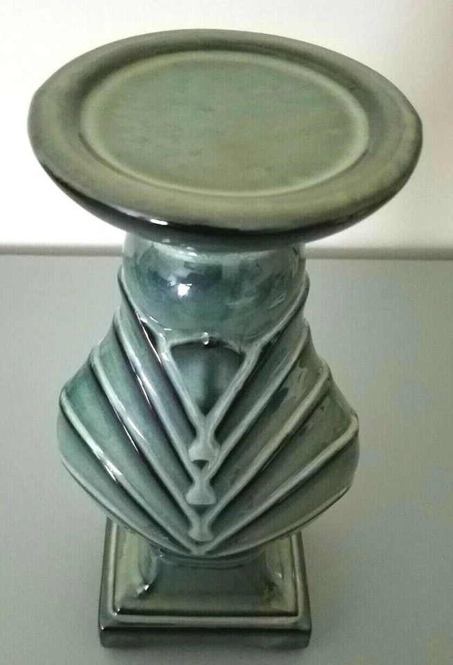 Jarrón de cerámica verde azul candelabro Carolyn Kinder Gentine NUEVO 12,5" de alto Foto 1 de 4