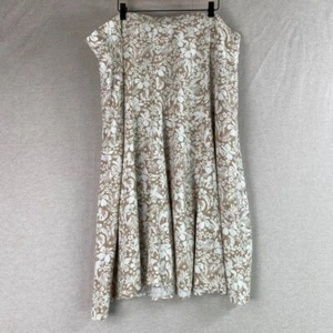 Woman Within Womens Floral Midi Skirt Size 2X Linen Blend Cottagecore Office - Picture 1 of 9