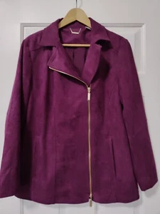Chico's Faux Suede Zip Up Jacket Crimson Size 2 - Picture 1 of 4
