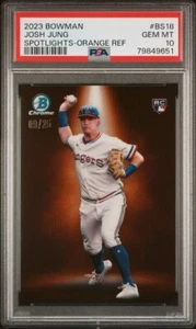 Josh Jung 2023 Bowman Spotlights Orange Refractor #BS18 9/25 PSA 10 RC - Picture 1 of 2