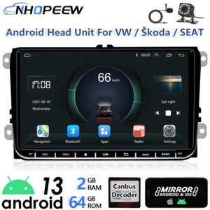 9" Android Stereo Radio 2+64GB For VW Golf MK5 MK6 GPS Sat Nav WIFI RDS +Camera - Picture 1 of 20