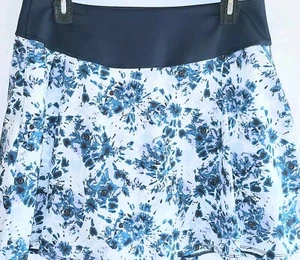 Puma Womens Large Stretch Waist Athletic Skort Floral Blue Black - Picture 1 of 11
