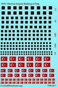 Calcomanías de tobogán de agua con marcas y banderas de pavo 1/300-1/600 de la Primera Guerra Mundial - Imagen 1 de 2