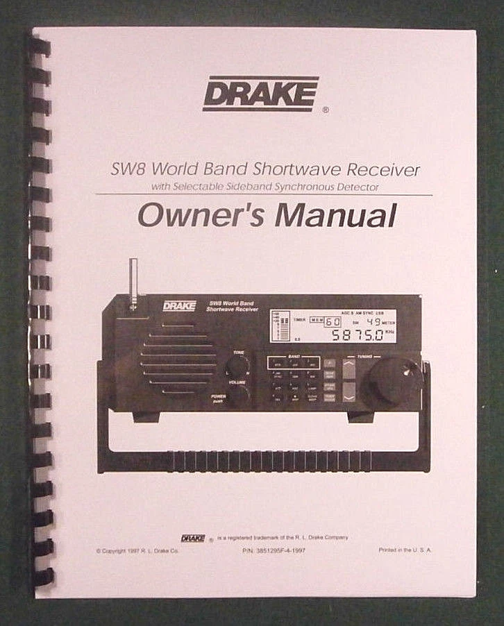 Drake SW-8 Instruction Manual - Premium Card Stock Covers & 28lb Paper! - Image 1 of 1