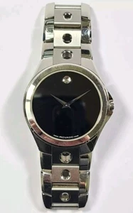 Movado Valeto Museum Stainless Black Dial Quartz 36mm Mens Watch 84 G4 1843 - Picture 1 of 4