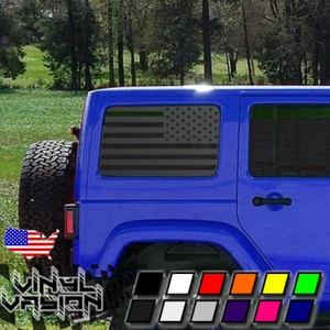 2x American Flag Side USA Window Decal for 2011-2017 Jeep Wrangler JL (4 DOOR) - Picture 1 of 8