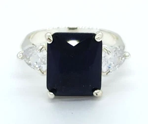 Ladies Silver Tone Cocktail Solitaire Ring Charter Club Blue CZ Size 7 - Picture 1 of 5