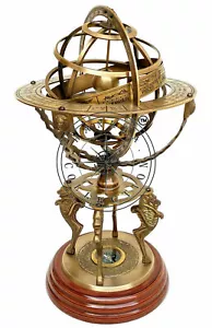 18 Zoll nautische Messingkugel graviert Armillar Antik Vintage Astrolabium Kompass - Bild 1 von 6