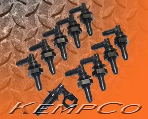 (10) 1/4" Hose Barb Thru-Panel Nylon Elbow Adapter Fittings with Nylon Hex Nut - Picture 1 of 3