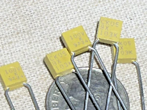 5 NEW CERAMIC CAPACITOR .01 UF MFD 100 V VOLT MIL C052K103K1X5CA CK05 103 USA - Picture 1 of 6