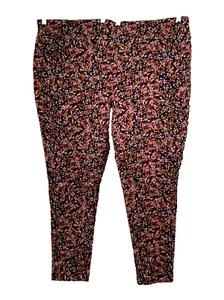 TERRA & SKY HIGH RISE FITTED NAVY FLORAL KNIT ANKLE LEGGING Sz 4X * - Picture 1 of 9
