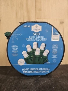 Holiday Time 500-Count Warm White LED Dome Christmas Lights w/ Green Wire 100.8f - Picture 1 of 3