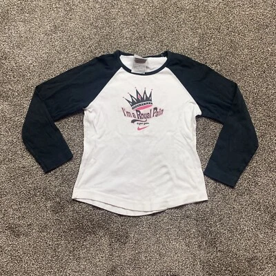 nike girls large (14) long sleeve black white t-shirt "i'm a royal pain" - Image 1 of 4