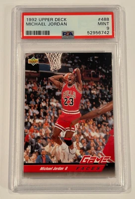 1992 Upper Deck Майкл Джордан No488 — PSA 9 как новая — Bulls Game Faces - Изображение 1 из 2