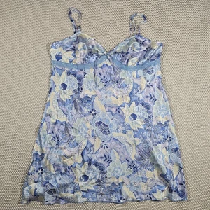 August Silk Intimates Silk Babydoll Sleep Dress L Blue Floral Fairy Nightgown - Picture 1 of 8