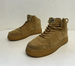 Size 10 - Nike Air Force 1 Mid '07 Flax Wheat Brown Leather, Used - Picture 1 of 23