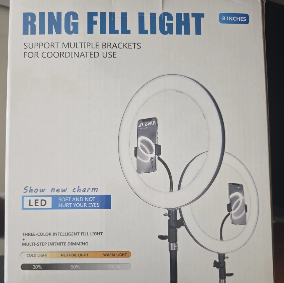 Anillo de luz USB para selfie de 8 pulgadas abrazadera de disparo luz de relleno lámpara de anillo LED  Foto 1 de 4