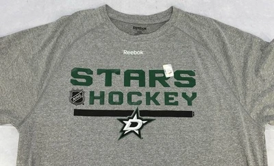 Dallas Stars Reebok Hombre Grande NHL Camisa Seca Gris Gráfico Manga Corta Nueva Foto 1 de 4