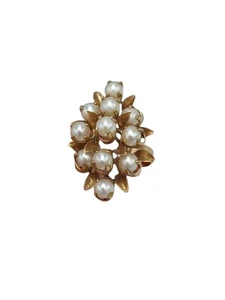 14 Karat Gold Perlen Cluster Ring Größe 6 - Bild 1 von 4