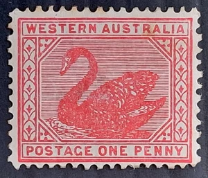 1906 Western Australia 1d Rose Pink Swan stamp WMK Crn/A upright mint Cat £24.00 - Picture 1 of 2