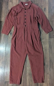 Mono para mujer Bohme rojo óxido marrón mezcla de lino talla XL bolsillos grandes botones - Imagen 1 de 17