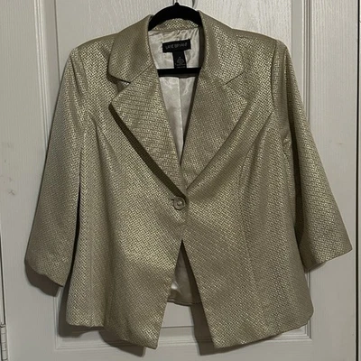 Blazer Lane Bryant Mujer Metálico Dorado Claro Formal Chaqueta Brillante Talla Grande 18 Foto 1 de 4
