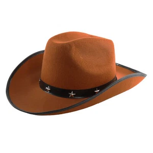 BROWN COWBOY HAT WILD WEST TEXAS RODEO ADULTS FANCY DRESS COSTUME ACCESSORY - Picture 1 of 7