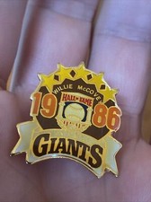 1986 San Francisco Giants San Diego Padres Willie McCovey Hall of Fame Press Pin