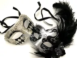 BS Ostrich Couple Masquerade Mask Pair Harlequin Cosplay Costume Halloween Party - Picture 1 of 8