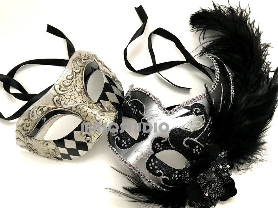 BS Ostrich Couple Masquerade Mask Pair Harlequin Cosplay Costume Halloween Party - Image 1 of 1