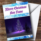 Purple Christmas Tree At Night Personalised Christmas Greetings Card