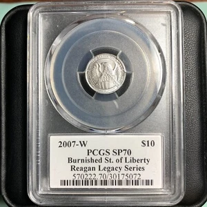 2007-W $10 BURNISHED REAGAN LEGACY SERIES PLATINUM EAGLE PCGS SP70 "SIGNED" - Picture 1 of 4