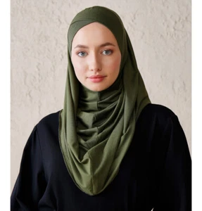 Modefa Turco Islámico Instantáneo Entrecruzado Sudadera con Capucha Jersey Hijab Chal - Caqui - Imagen 1 de 2