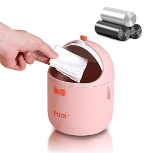 Cute Desktop Trash Can Wastebasket with 90 Trash Bags, Creative Mini Countertop - Picture 1 of 12