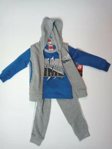  3 Piece Set Toddler PRO ATHLETE 3T Gray/Blue Sweat Pants, Vest & Hoodie - Picture 1 of 4