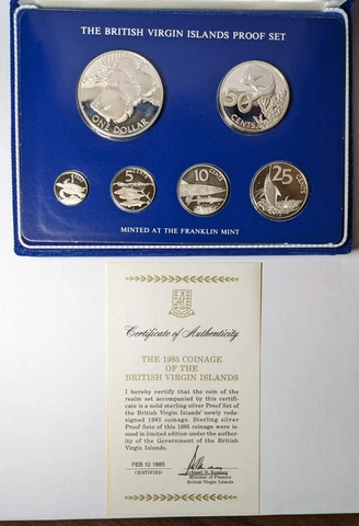 1985 British Virgin Islands Sterling Silver Proof Set Cover