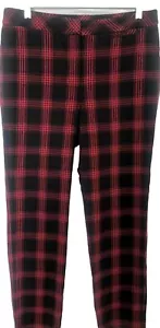 J.JILL Pants Women's 8P Petite Red Black Tartan Plaid Premium Bi Stretch EUC - Picture 1 of 18
