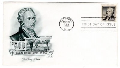 #1053 Hamilton Liberty $5 First Day Cover 1956 - Unaddressed Artmaster - Image 1 of 2