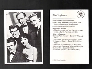 The Skyliners 1986 Music Nostalgia Trading Card #224 NM-MT) - Picture 1 of 1