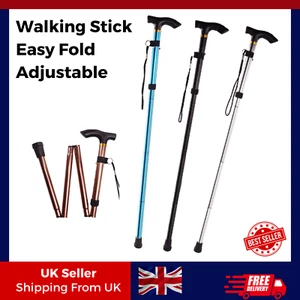 Easy Adjustable Extendable Folding Plain Design Walking Aid Stick for Elderly UK - Picture 1 of 12