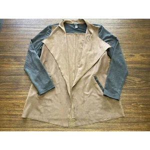 Chico’s Traveler’s Collection Dual Textile Open Cardigan Gray Brown size 0 Small - Picture 1 of 11