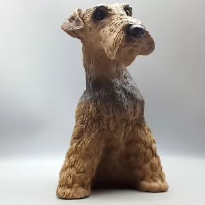 Estatuilla de estatua de perro Terrier negro y bronceado de 10" Airedale o similar, gran detalle - Imagen 1 de 13