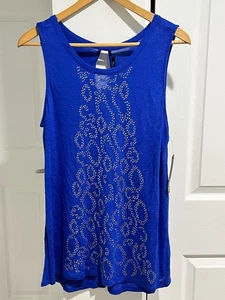 Apt. 9 ärmelloses Damenhemd Animal-Print kobaltblau Medium neu mit Etikett Freizeit Karriere - Bild 1 von 9