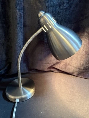 Desk Lamp Brushed Stainless Steel Gooseneck Flexible Metal 40 Watt 15" Tall - Image 1 of 4