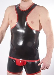 Top de goma para hombre Tit Flash, ribete en contraste, ribete negro/rojo, como foto, cintura M 32" - Imagen 1 de 4