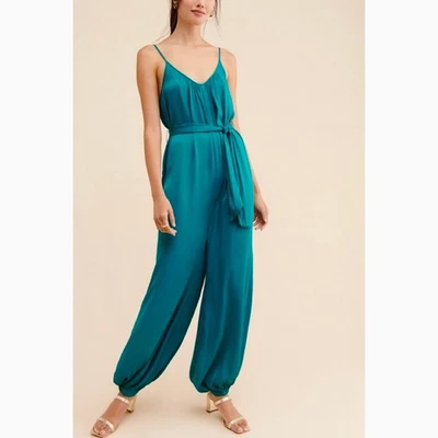 ¡¡NUEVO CON ETIQUETAS!! Mono Anthropologie SÁBADO DOMINGO Cecile verde azulado con cinturón grande Foto 1 de 4