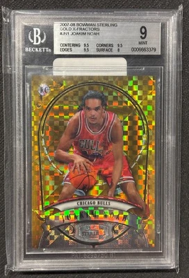 2007-08 Bowman Sterling BGS 9 как новые Joakim Noah GOLD X-Fractor дебютант 6/10 RC - Изображение 1 из 4