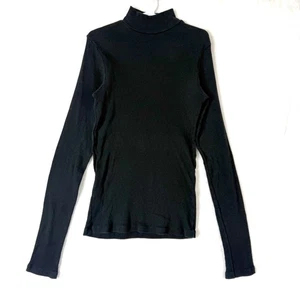 Brandy Melville Ribbed Turtleneck Long Sleeve Fitted Top Womens One Size Black - Picture 1 of 7